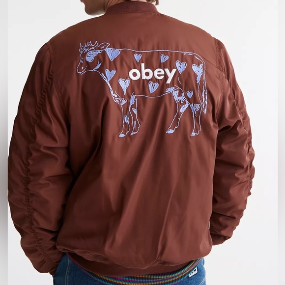 Obey Other - NWT $180 OBEY Runaway Bomber Jacket In Chocolate Brown